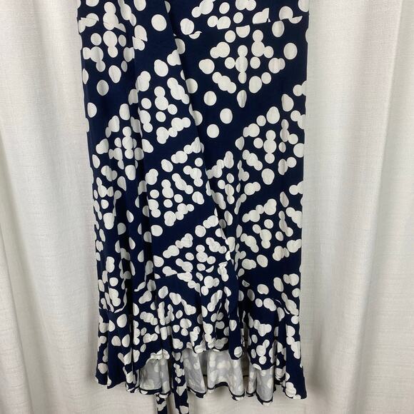 CAbi Blue&White Dot Print The Perfect Wrap Dress Sz.XL - Picture 6 of 16